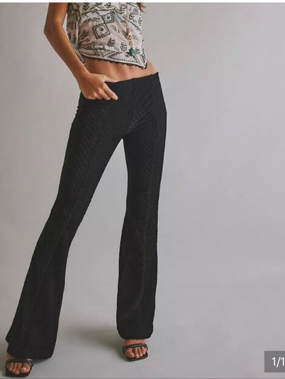 Free People Penny Pull-On Velvet Flared Pants - Black